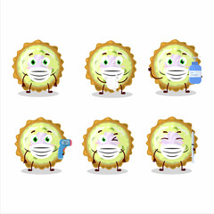 A picture of key lime pie cartoon design style keep staying healthy during a pandemic