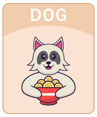 Alphabet flashcard with Cute dog cartoon character.