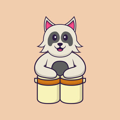 Cute dog cartoon character vector illustration.