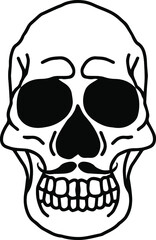 vector isolated skull of male tormentor with mustache. Print for clothes and t-shirts. Illustration for Halloween