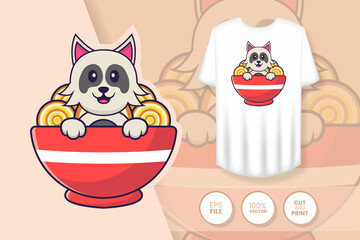 Cute dog cartoon character. Prints on T-shirts, sweatshirts, cases for mobile phones, souvenirs. Isolated vector illustration.