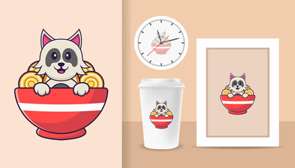 Cute dog cartoon character. Prints on T-shirts, sweatshirts, cases for mobile phones, souvenirs. Isolated vector illustration.
