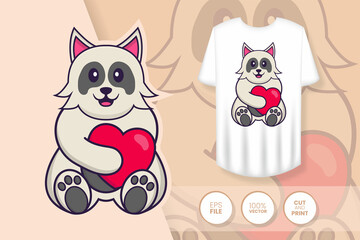 Cute dog cartoon character. Prints on T-shirts, sweatshirts, cases for mobile phones, souvenirs. Isolated vector illustration.
