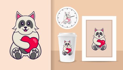 Cute dog cartoon character. Prints on T-shirts, sweatshirts, cases for mobile phones, souvenirs. Isolated vector illustration.