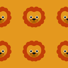 Cute pattern lion cartoon vector illustration. Can be used for printing on T-shirts, baby clothes, fashion designs, baby shower invitation card.