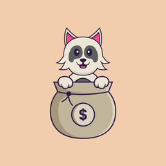 Cute dog cartoon character vector illustration.