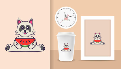 Cute dog cartoon character. Prints on T-shirts, sweatshirts, cases for mobile phones, souvenirs. Isolated vector illustration.