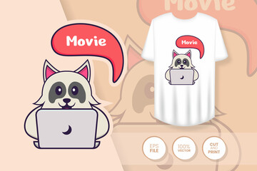 Cute dog cartoon character. Prints on T-shirts, sweatshirts, cases for mobile phones, souvenirs. Isolated vector illustration.