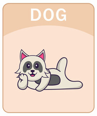 Alphabet flashcard with Cute dog cartoon character.