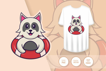 Cute dog cartoon character. Prints on T-shirts, sweatshirts, cases for mobile phones, souvenirs. Isolated vector illustration.