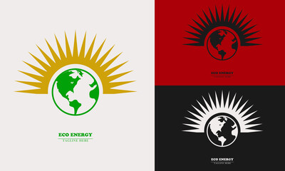 yellow sunshine and globe element icon logo