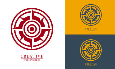 wind direction or compass in circle taget logo icon © muhaimin