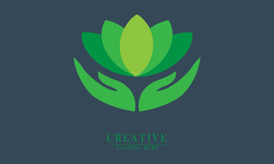 lotus flower and two hands looking up element icon logo