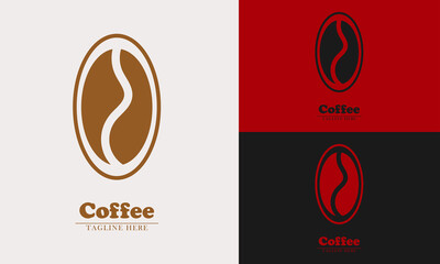 coffee beans in circle oval logo icon