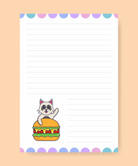Planner page and to do list with cute dog. Cartoon vector illustration.