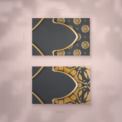 Presentable business card in black with vintage gold pattern for your brand.