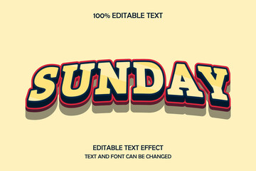 Sunday 3 dimension editable text effect curved bulge shadow