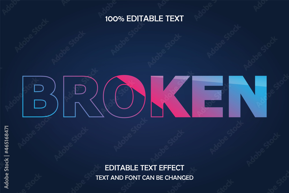 Fototapete Broken 3 dimension editable text effect transparent style