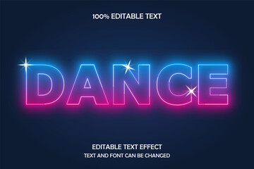 Dance 3 dimension editable text effect neon style