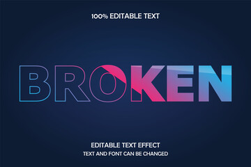 Fototapeta premium Broken 3 dimension editable text effect transparent style