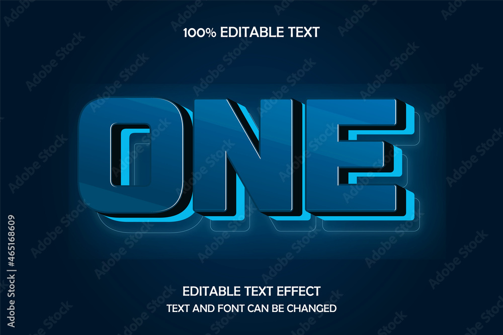 Poster one 3 dimension editable text effect neon emboss style