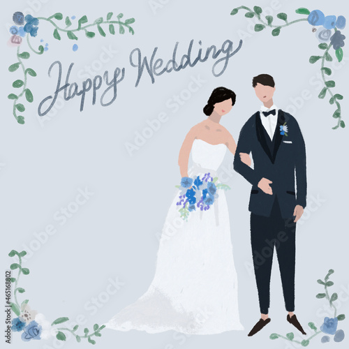 腕を組んだ新郎新婦 サムシングブルー ウエディング 結婚式 ブライダル 夫婦 B Blue Wall Mural Bl Pomo Yoshitomo