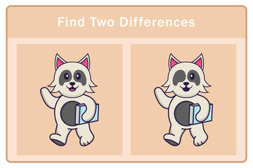 Cute dog cartoon character. Find differences. Educational game for children. Cartoon vector illustration