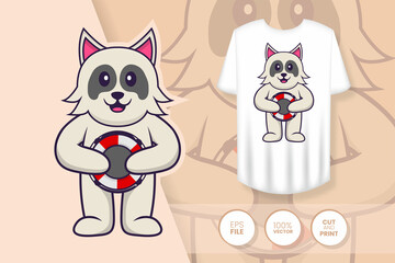 Cute dog cartoon character. Prints on T-shirts, sweatshirts, cases for mobile phones, souvenirs. Isolated vector illustration.