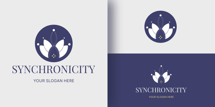 Abstract Logo Design With Lotus And Synchronicity Sign