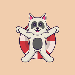 Cute dog cartoon character vector illustration.