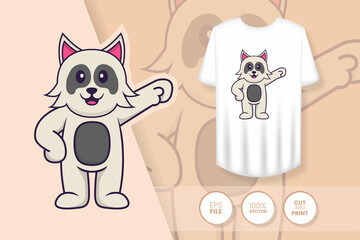 Cute dog cartoon character. Prints on T-shirts, sweatshirts, cases for mobile phones, souvenirs. Isolated vector illustration.