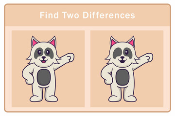 Cute dog cartoon character. Find differences. Educational game for children. Cartoon vector illustration