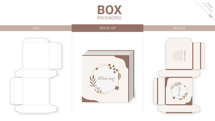 minimal gilft Box packaging and mockup die cut template
