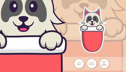 Hand drawn illustration of Cute dog. Cartoon character concept - Stickers