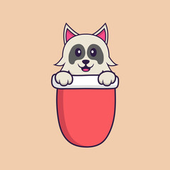Cute dog cartoon character vector illustration.