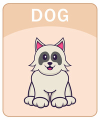 Alphabet flashcard with Cute dog cartoon character.