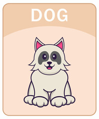 Alphabet flashcard with Cute dog cartoon character.
