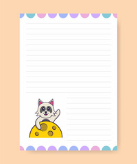 Planner page and to do list with cute dog. Cartoon vector illustration.