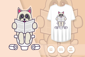 Cute dog cartoon character. Prints on T-shirts, sweatshirts, cases for mobile phones, souvenirs. Isolated vector illustration.