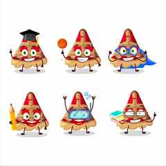School student of slice of apple pie cartoon character with various expressions