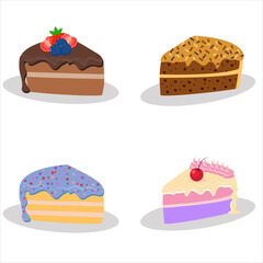 Illustration with colorful cake. Sweet food.
