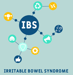 IBS - Irritable Bowel Syndrome acronym, medical concept background. vector illustration concept with keywords and icons. lettering illustration with icons for web banner, flyer, landing page