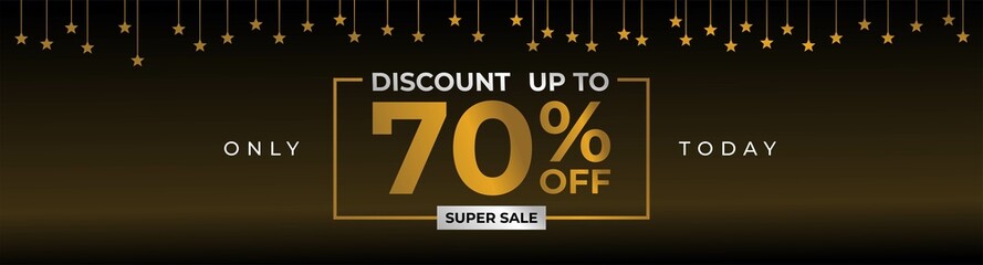 Sale banner design with discount up to 70% off. Flash sale vector template.