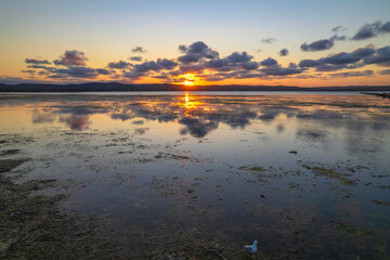 Sunset reflections over the lake