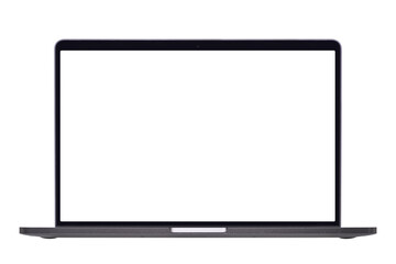 Laptop space gray with blank screen isolated on white background with clipping path.