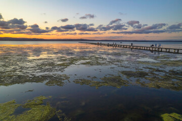 Sunset reflections over the lake