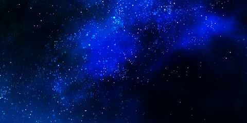Fototapeta na wymiar 青色の星空の背景イラスト