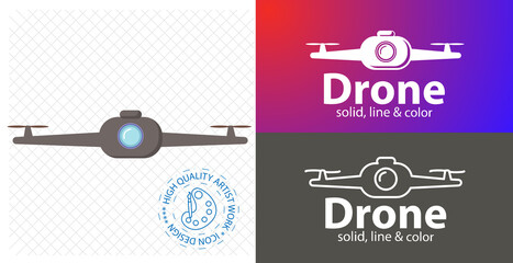video drone colorful flat icon. drone solid icon. drone line icon.