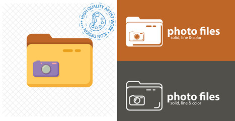 folder with photo files colorful flat icon. photo files solid icon. folder line icon.