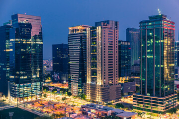 Taguig, Metro Manila, Philippines - The modern BGC skyline at night.